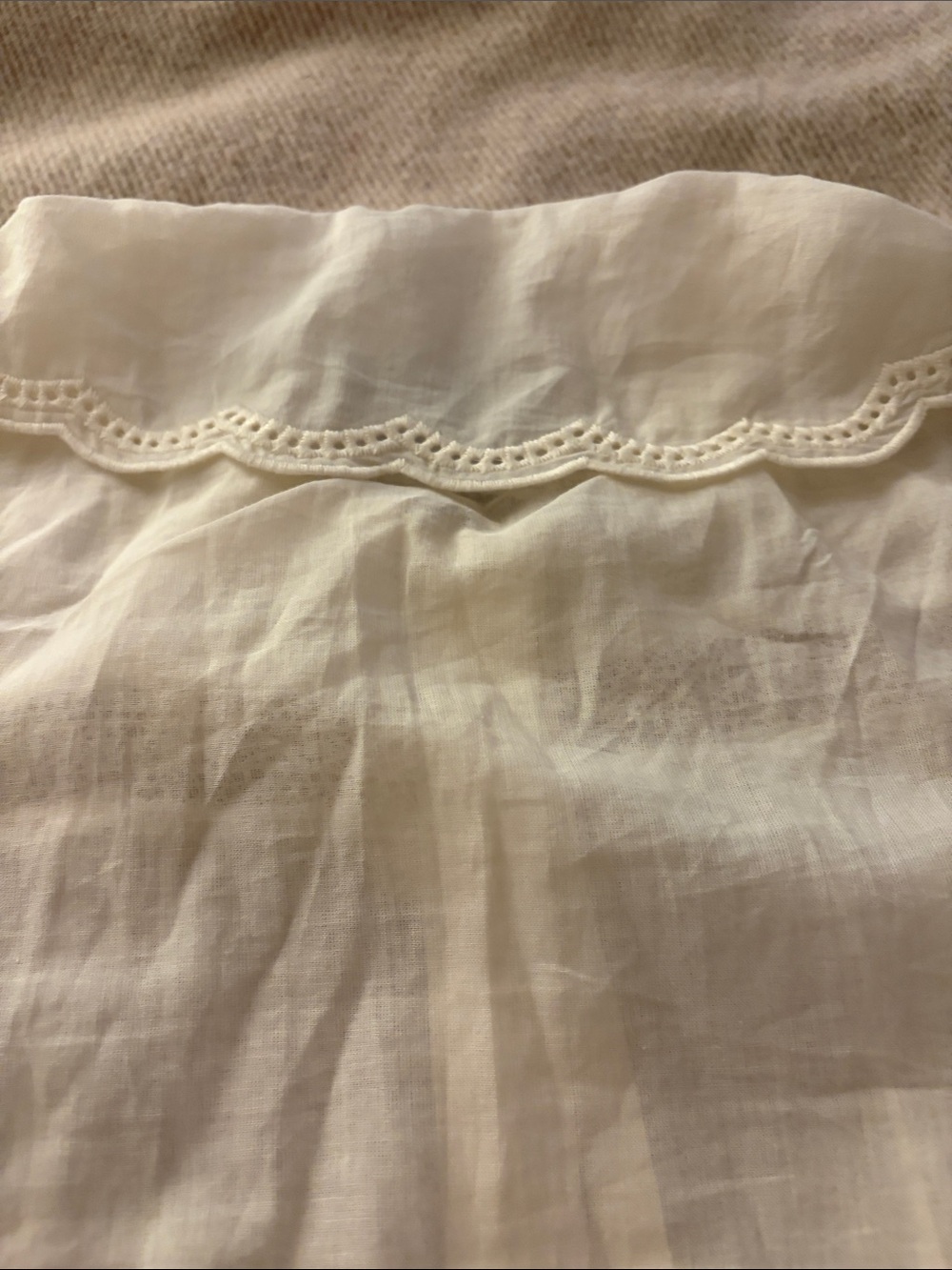 NWT MAISON D’AMELIE Cream Lace-Trim Puff Sleeve Blouse Size Medium 100% Cotton - Picture 11 of 13